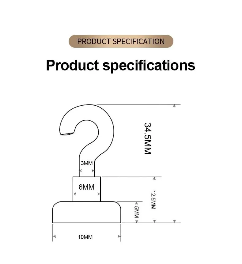 Description Picture 5 of item10PCS Strong Magnetic Hooks Multi-Purpose Storage Hooks Home Kitchen Bar Storage Rack Key Storage Hooks Bathroom Hangers