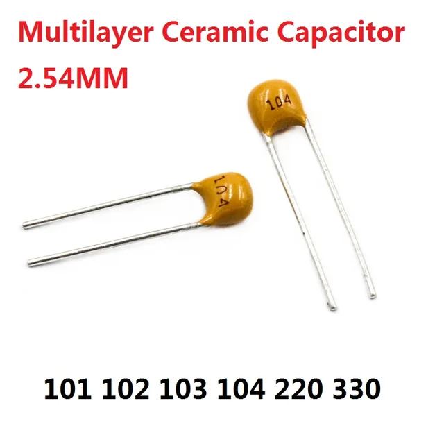 50PC Monolithic Capacitor 101 102 103 104 105 220 330 50V 100PF 1NF 10NF 0.1UF 22/33P 100nf Momo /NF 22PF 33PF 2.54mm Multilayer 1