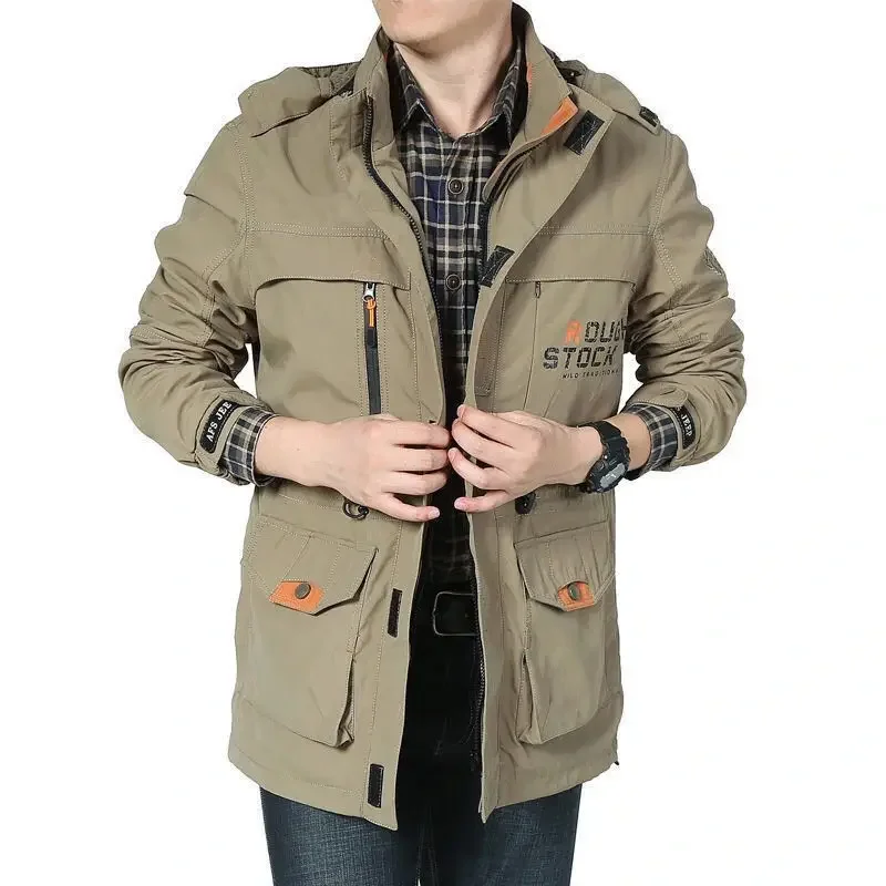 DY Spring Fashion Designer Windbreaker Waterproof Coat Military Field Jacket  Mens Hoodie Clothes Flight Pilot Jackets for Men