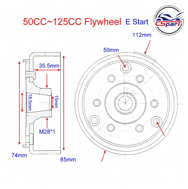 thumbnail image 2 of 6 Coils Magneto Stator Flywheel - Replacement For 50cc To 125cc ATV, Dirt Bike, Go Kart 2 of 13