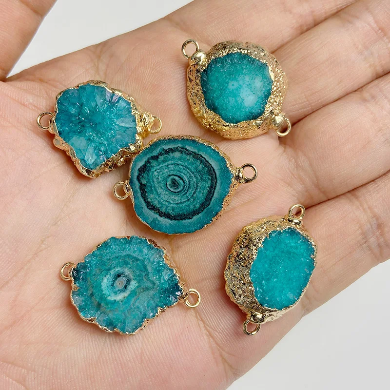 2 teile/los natürliche druzy Achate Anschlüsse uneguar runde Quarzs Anhänger für Schmuck Herstellung Halskette Armbänder DIY Zubehör – Detail 12