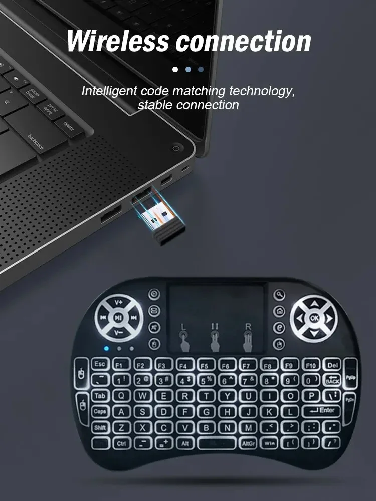 Backlit Mini Wireless For Laptop PC Touchpad Colorful Remote Control Mouse Keyboard Dry Battery/lithium Battery_voghion.com
