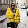 2025 New Luxury Faux Fox Fur Coat Women Short Winter Jacket with Big Fur Hood Thick Warm Overcoat Fashion Flurry Fake Fur Coats 2