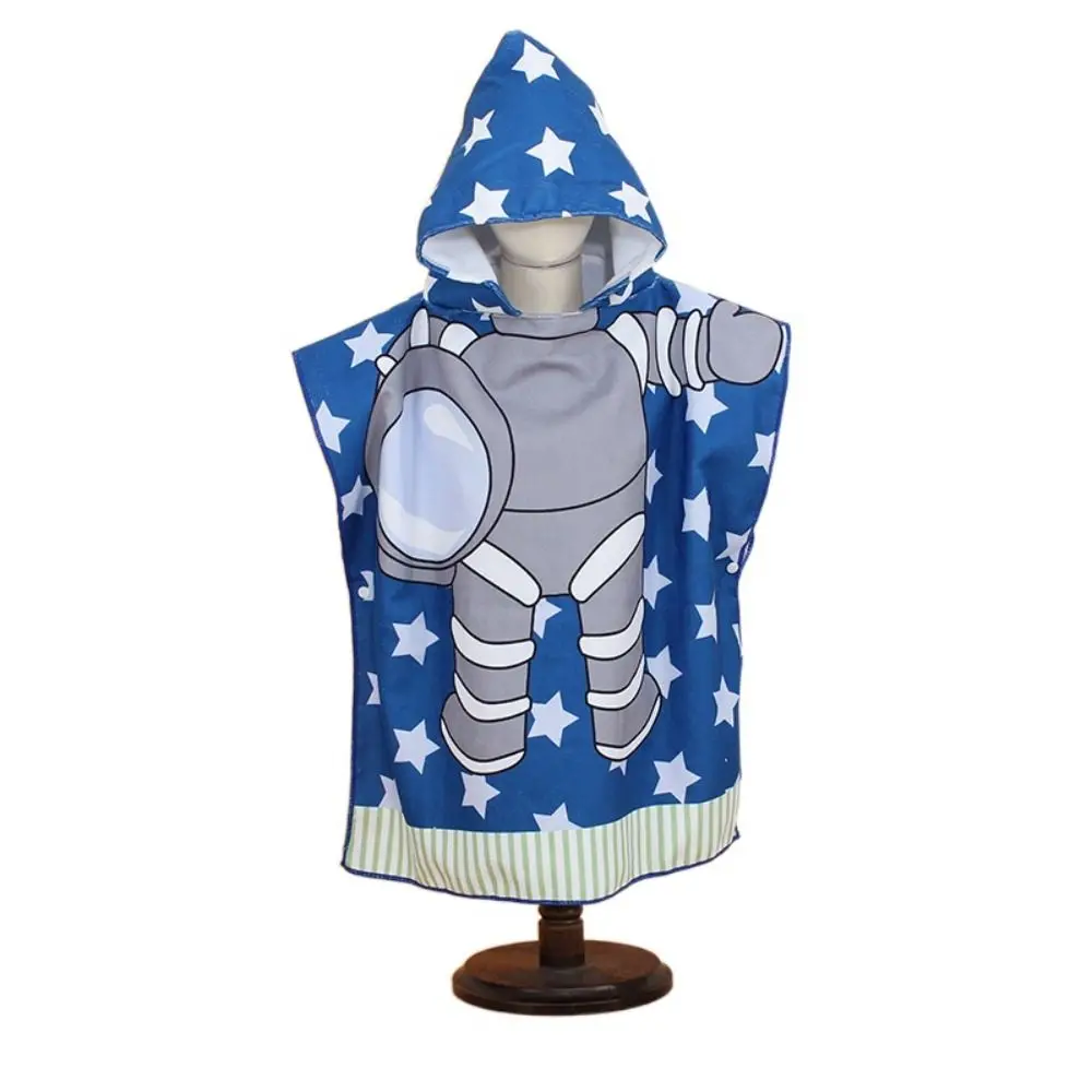 Kids Beach Towel Hooded Cloak Poncho Bathrobe Swim Washcloth Beach Shark Pattern Quick Dry for Summer Swim Towel