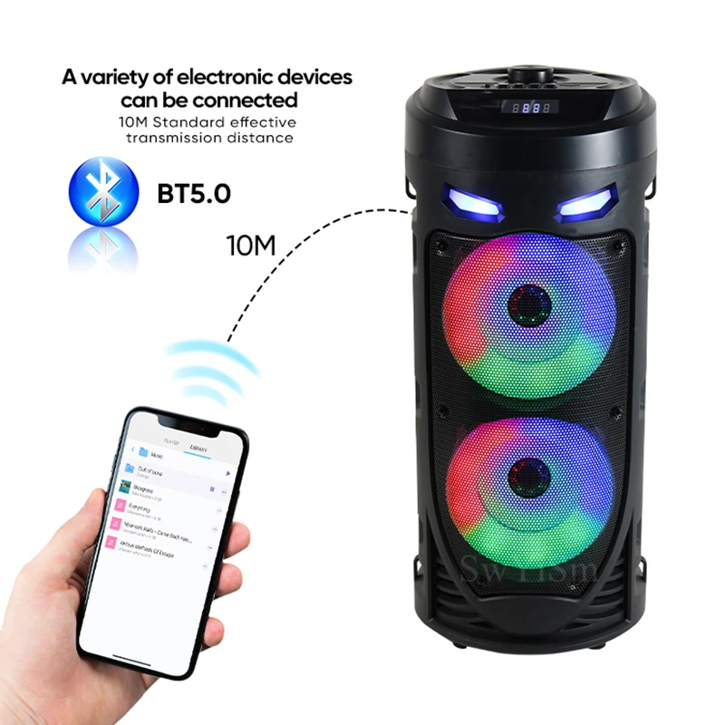 US $18.47 - 52.27 Portable Bluetooth Speaker Wireless Outdoor 3D Stereo Subwoofer Type Square Dance Music Column Support U Disk TF Card FM Radio