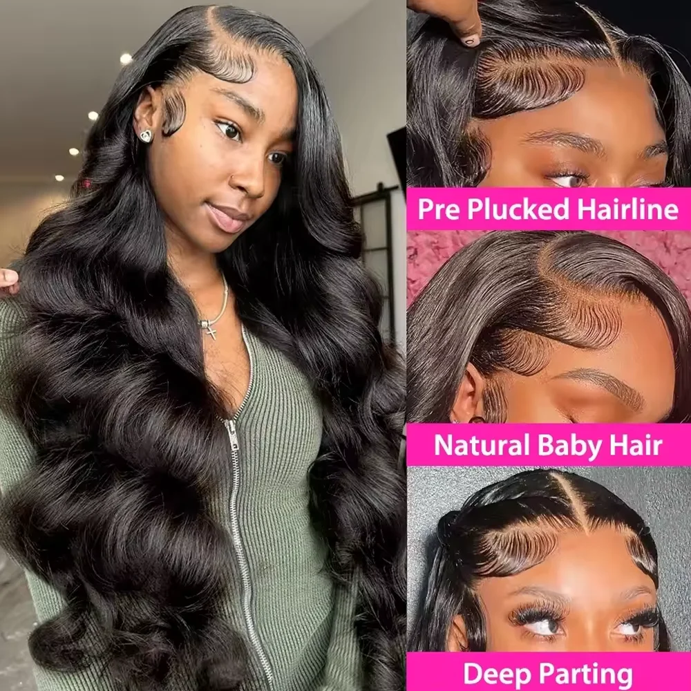 Raw Peruvian Body Wave 250% Density 40 42 inch 13x6 HD Lace Front Human Hair Wigs 13x4 Frontal Wigs Women Glueless Closure Wigs 4