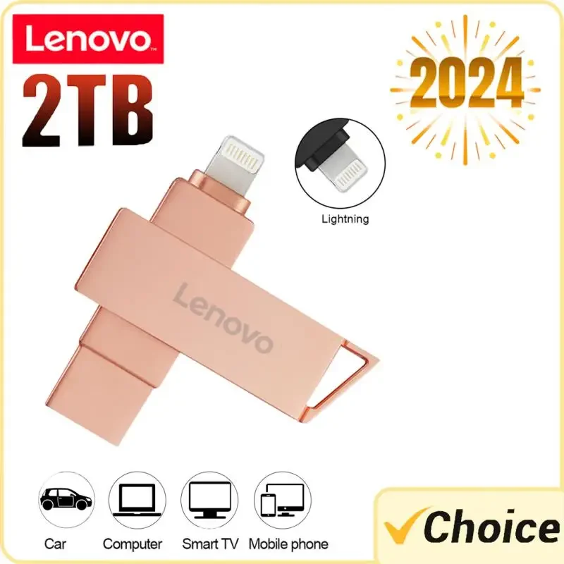 Lenovo Ruota Usb Flash Drive Per Iphone Con 2 In 1 Usb 3.0 A Lightning Interface Pendrive 2Tb Per Iphone11/12/13/14/15/ Ipad