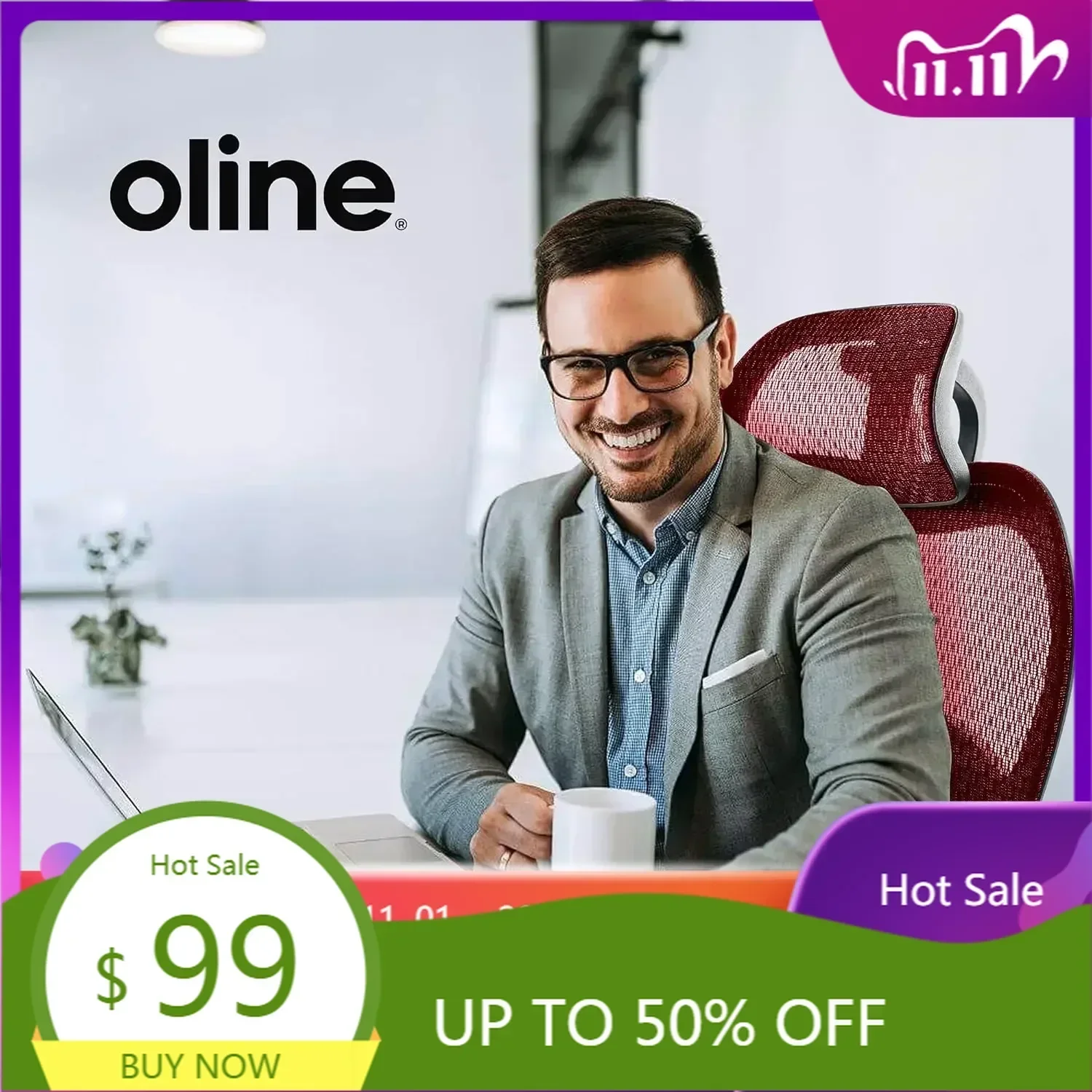 ergonomic mesh gaming chair with 4d armrests, 3d lumbar support, and blade wheels