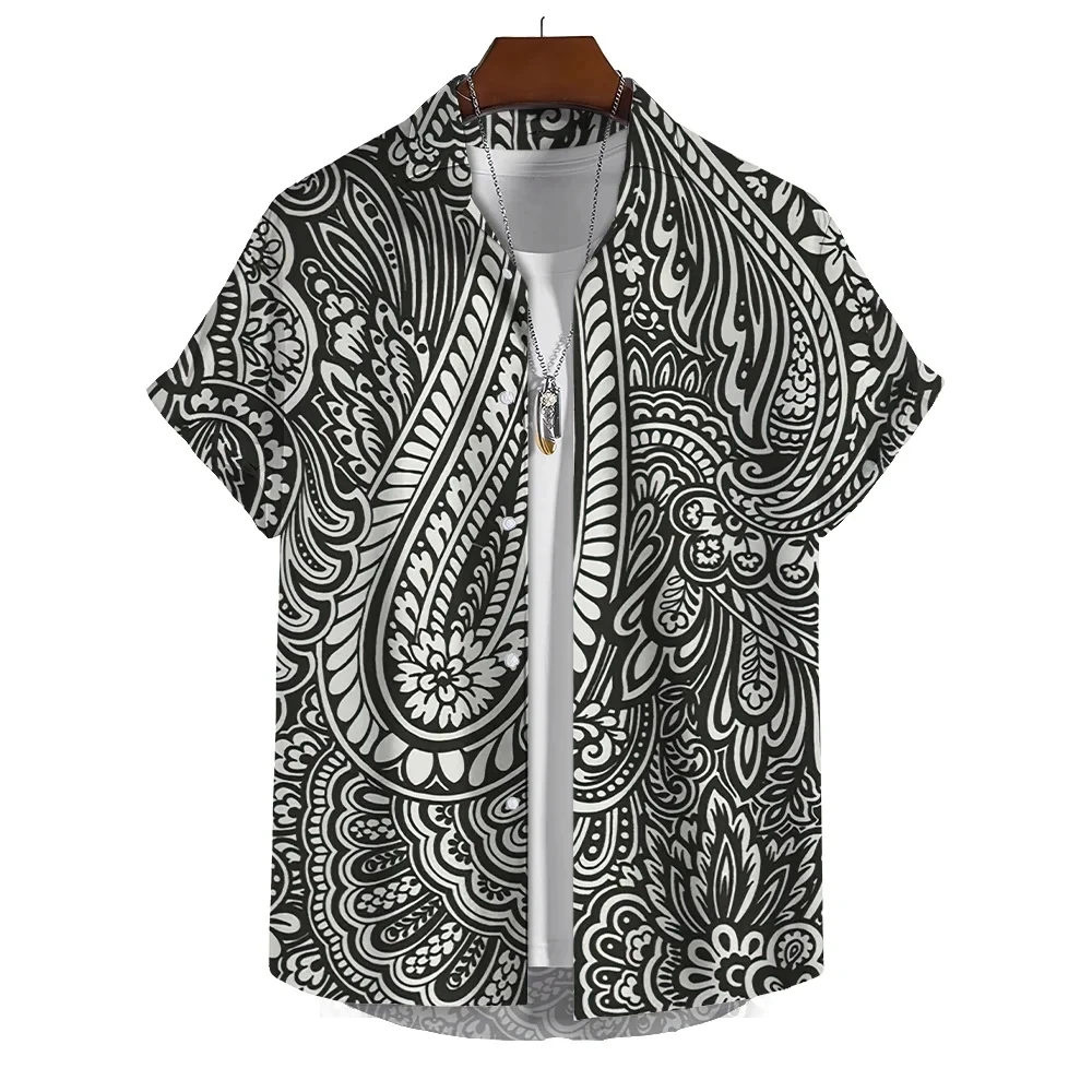 

Men's Hawaiian Shirt Ethnic Tribal Pattern 3D Printed Shirt Neutral Street Leisure Sports Short Sleeve Shirt Top