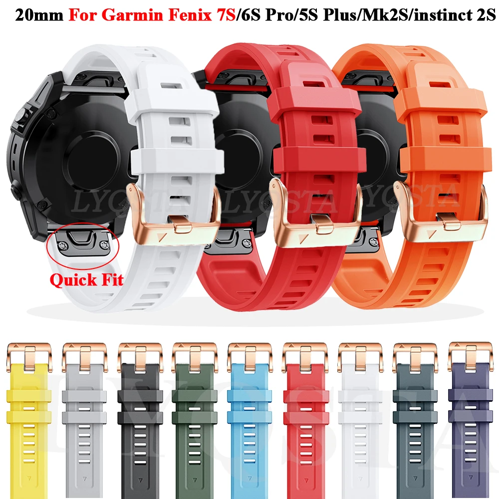 Cinturini Per Cinturini Smart Watch Da 20Mm Per Garmin Fenix 7S 5S Plus 6S Pro Cinturini In Silicone Instinct 2S/Descent Mk2S Smartwatch Bracciale