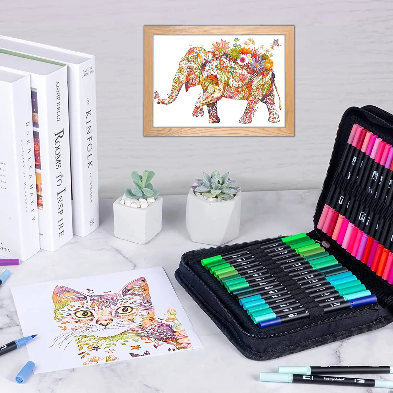 Watercolor Brush Marker Pen Art Markers Felt Tip Pens Sketchbooks For Drawing Stationery Supplies 60/120 Colored Dual Tip