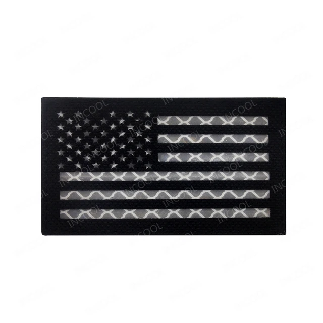 BLACK REFLECTIVE American FLAG Military Embroidered Patch Craft