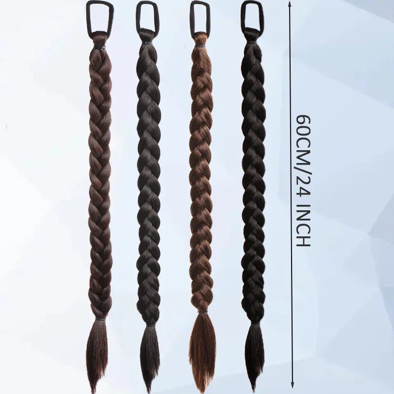 Clip In Ponytail Extensions LUPU 1Piece Synthetic Braided Ponytail Extension Women 24 Inch Braided Ponytail Extensions Elastic Band Daily Party