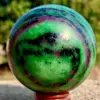 Natural Ruby Zoisite Ball Epidote Quartz Crystal Spheres Red Green Treasure Minerals Reiki Energy Healing Stones Room Decorate 3