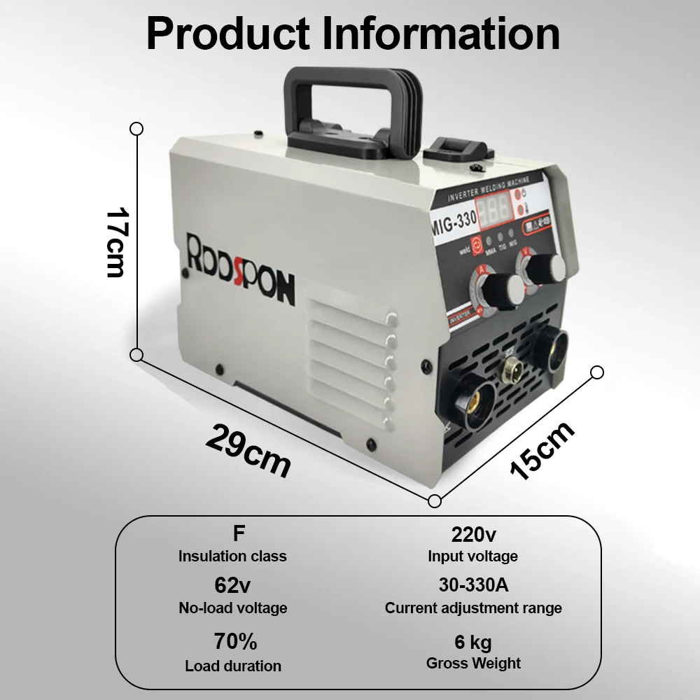 RDDSPON 3 in1 MIG/TIG/MMA Semiautomatic Welding Machine 330A Inverter Welder 110V 220V Non Gas Welder For Gasless Iron Soldering