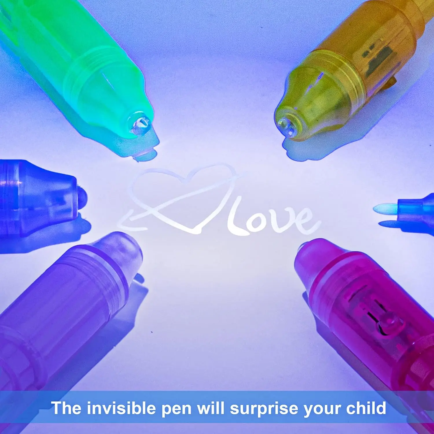 Invisible Spy Ink Pen 5 PCS, With UV Pen Light, Party Favors for Kids 8-12, Stocking Stuffers for Christmas, provide Thanksgivin