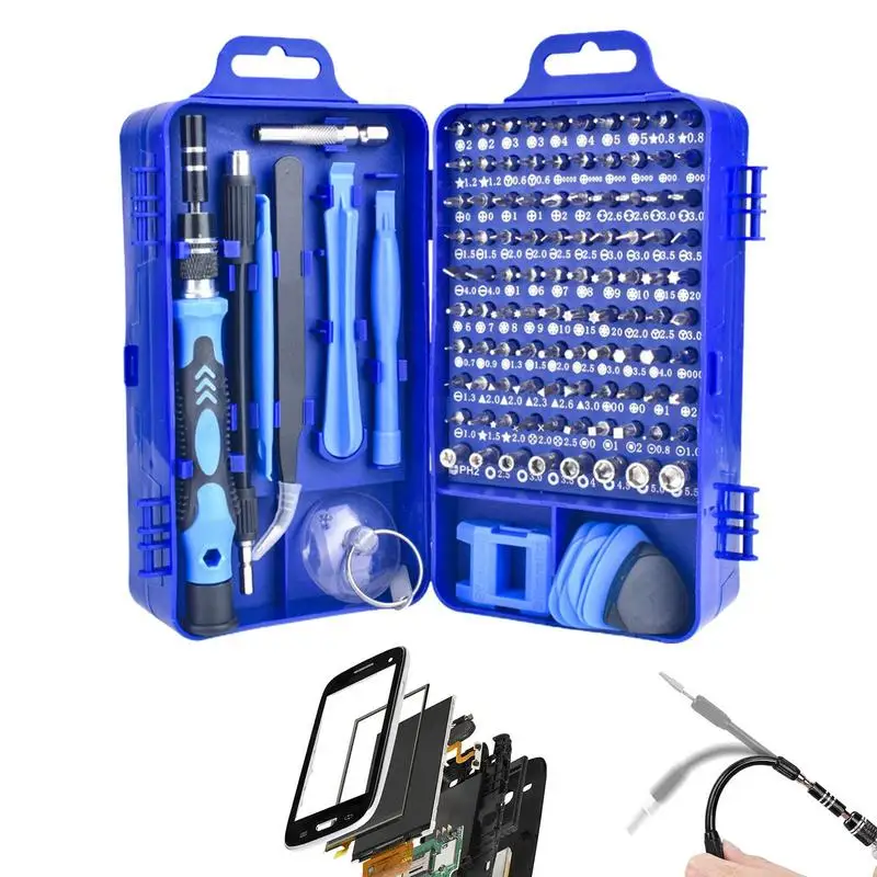 

Small Screwdriver Set 115 In 1 Magnetic Repair Tool Kit Portable Mini Tool Kit With Anti-Slip Ergonomic Handle For Game Console