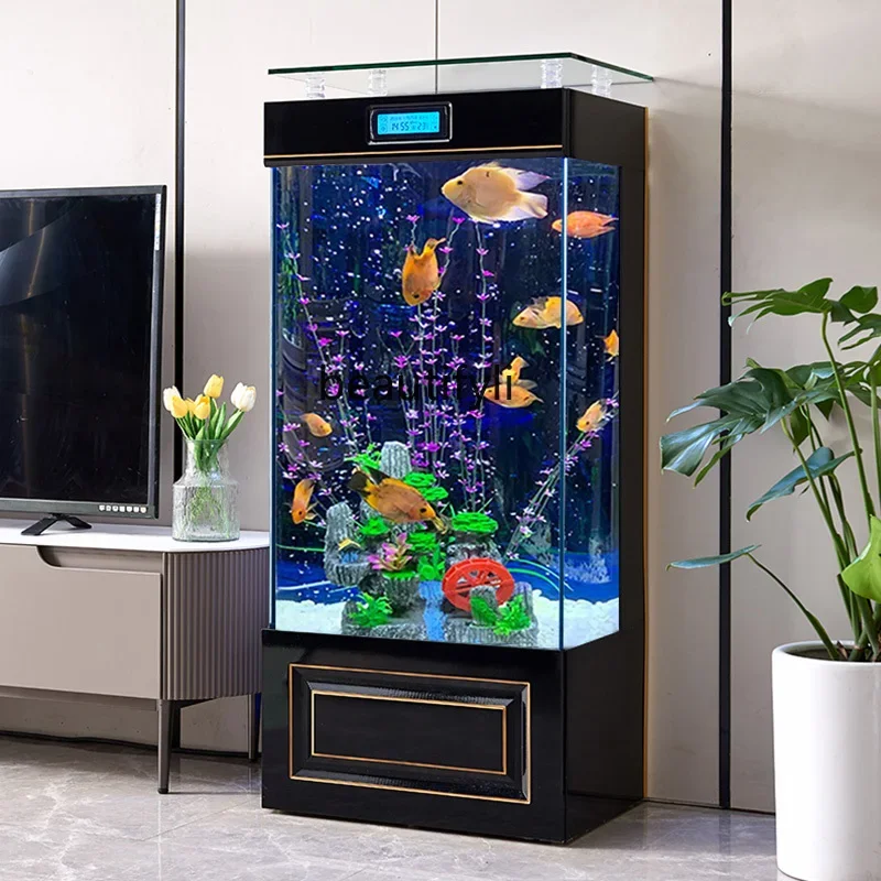 

Rectangular Floor Fish Tank Household Small Ecological Filter Change Water Super White Glass Fish Globe