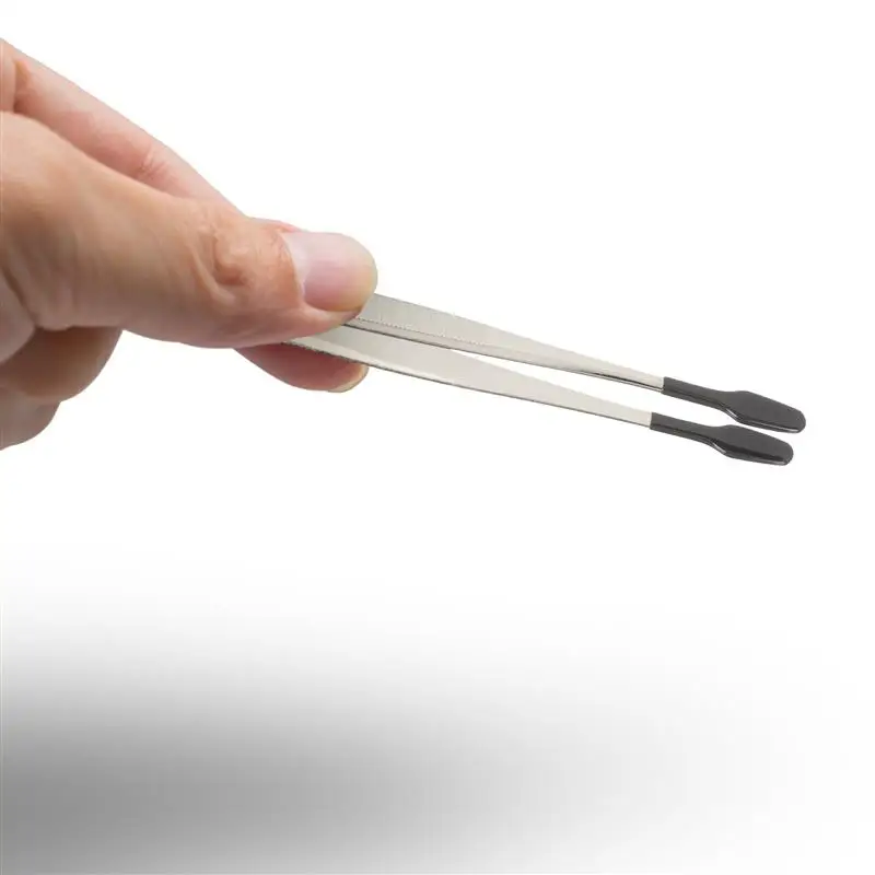 Rubber Tipped Tweezers Rubber Coating Long Flat Tip Bead Stamp Coin Jewelry Tong Hand Tool