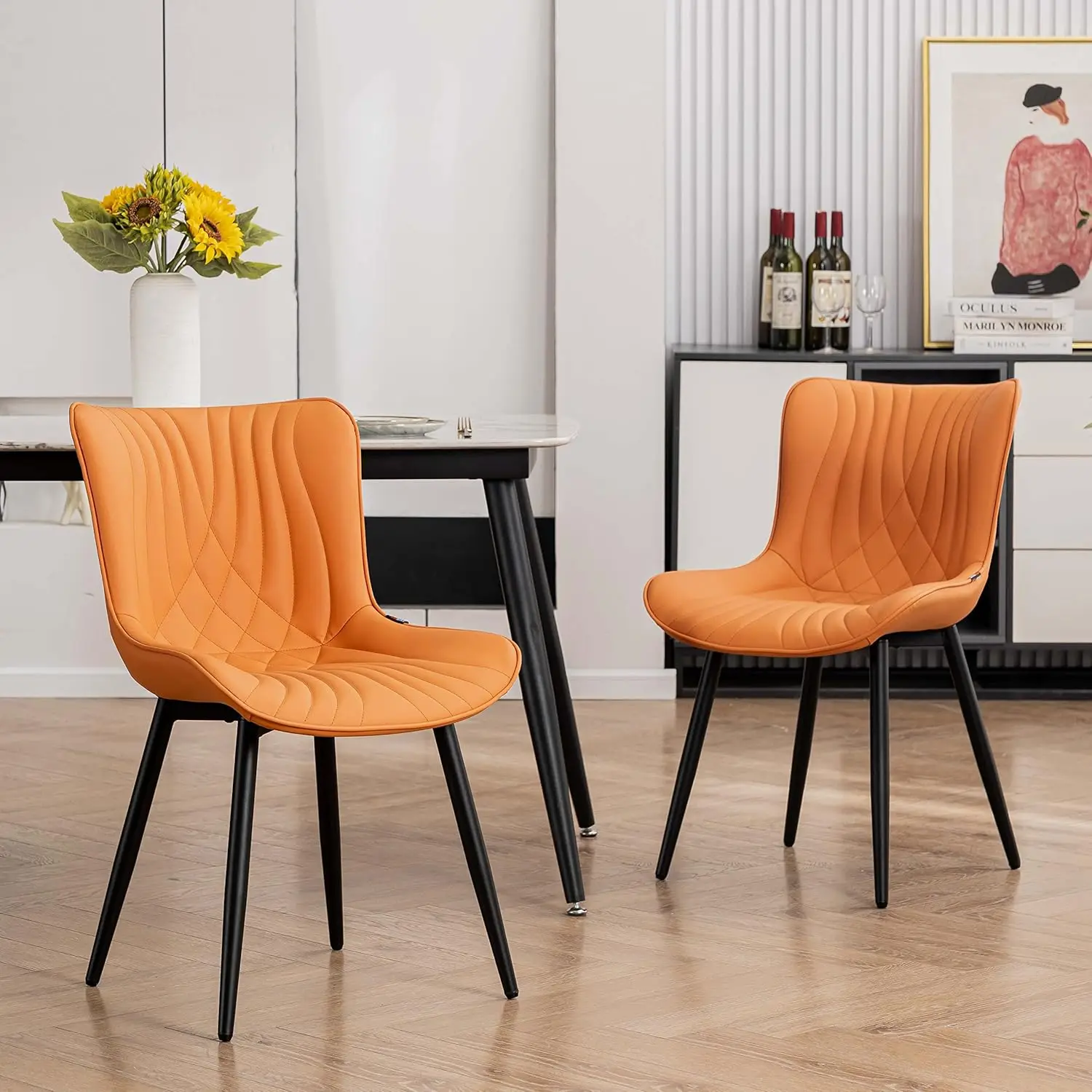 YOUTASTE Camel Dining Chairs Set of Upholstered Mid Century