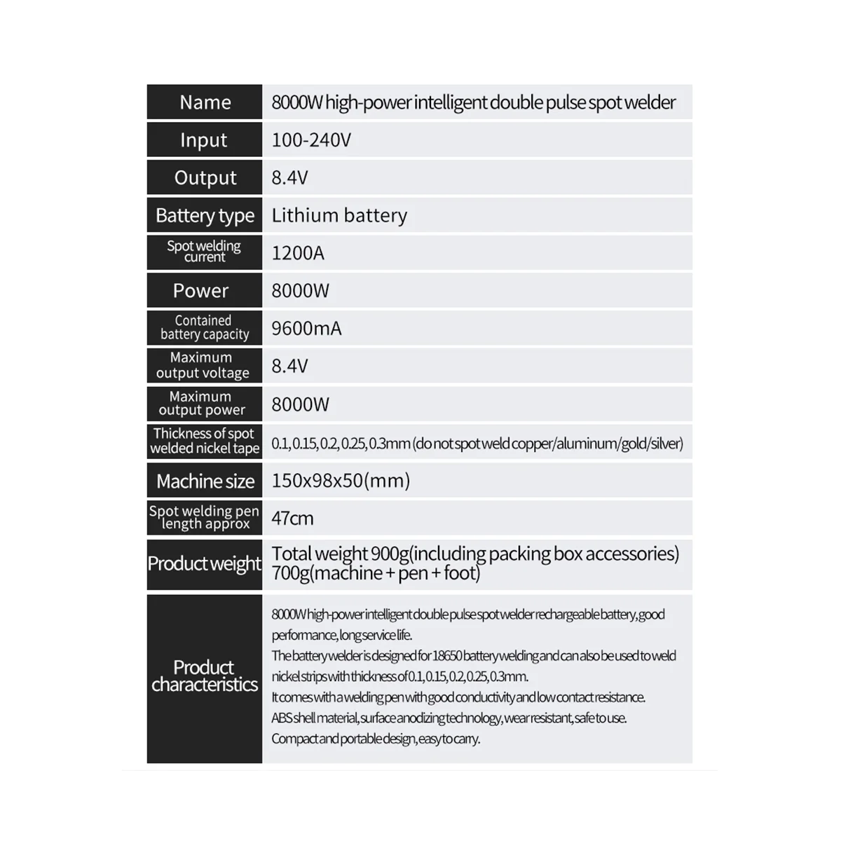 

8000 Вт высокомощный точечный сварочный аппарат, Портативные Ручные регулируемые сварочные аппараты для аккумулятора 18650, ручной инструмент с педалью, вилка стандарта США