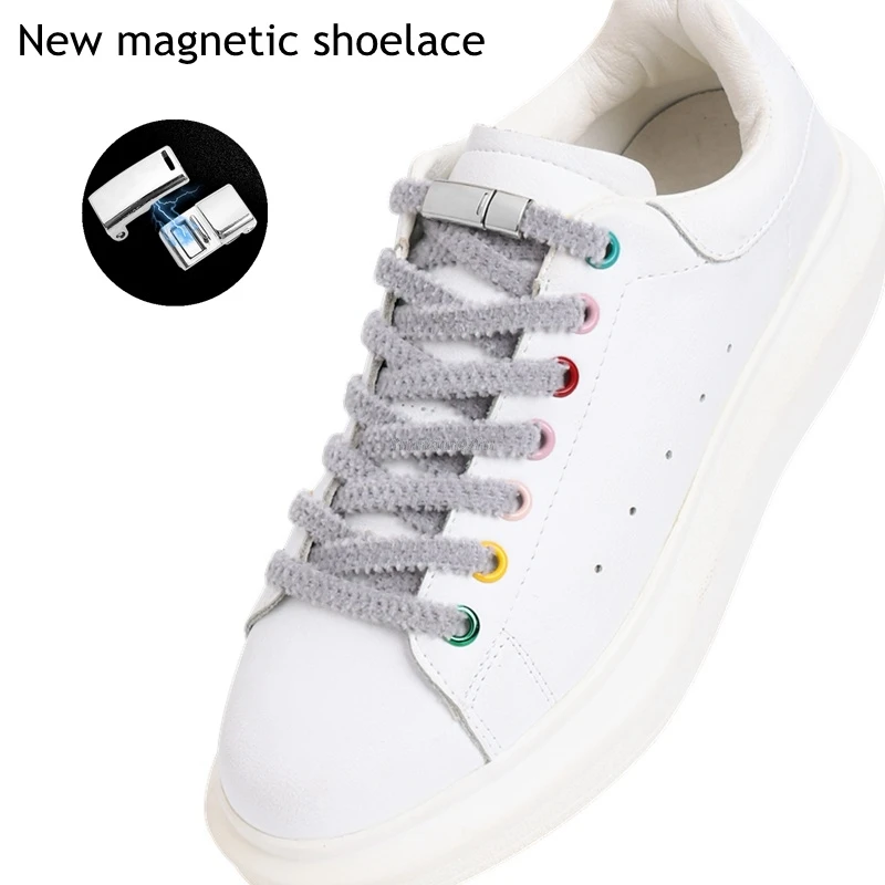 Magnetic Lock Shoelaces Boots Plush Laces Kids Adult Elastic No tie Shoe laces Sneakers for Shoelace One Size Fits All Shoes