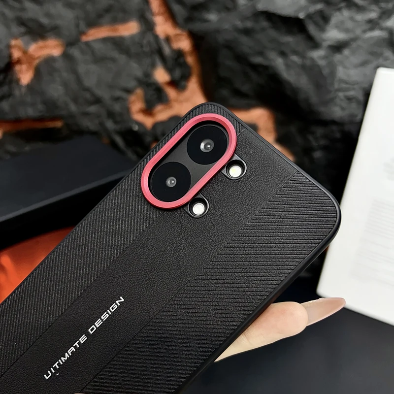 Luxury Stripe Textured PU Leather Phone Case - ELVEV Anti-Slip Ultra-Thin Cover
