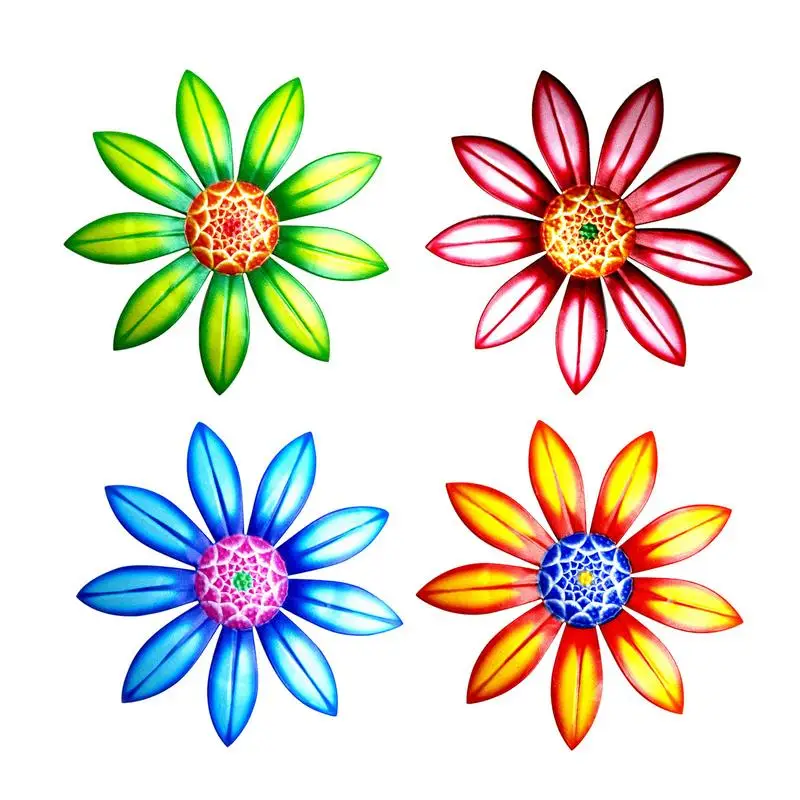 

4PCS Metal Flower Wall Haning Decor Garden Indoor Art Ornament Wrought Iron Metal Flower Garden Corridor Balcony Wall Decoration