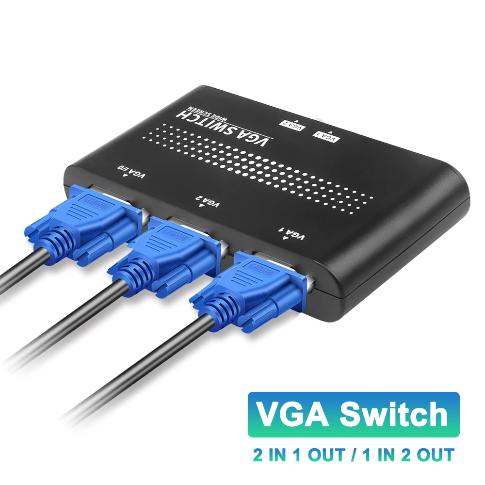 Vga Switch 2 In 1 Out Vga Switcher Splitter Vga Video Switcher Bidirezionale Adattatore Convertitore Per Display Proiettore Laptop Tv