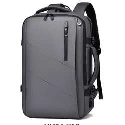 Sleek 18-Inch Men's Business Laptop Backpack with Large Capacity & USB Port - Waterproof Travel Companion (B Grey expansion)