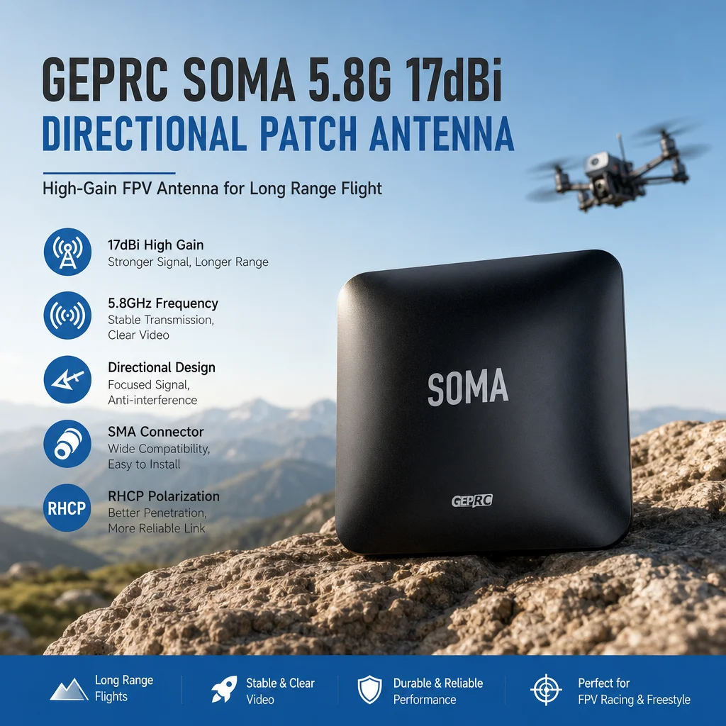 GEPRC SOMA 5.8G 17dBi Richtantenne – RHCP Hochleistungs-FPV-Langstreckenantenne mit SMA-Anschluss