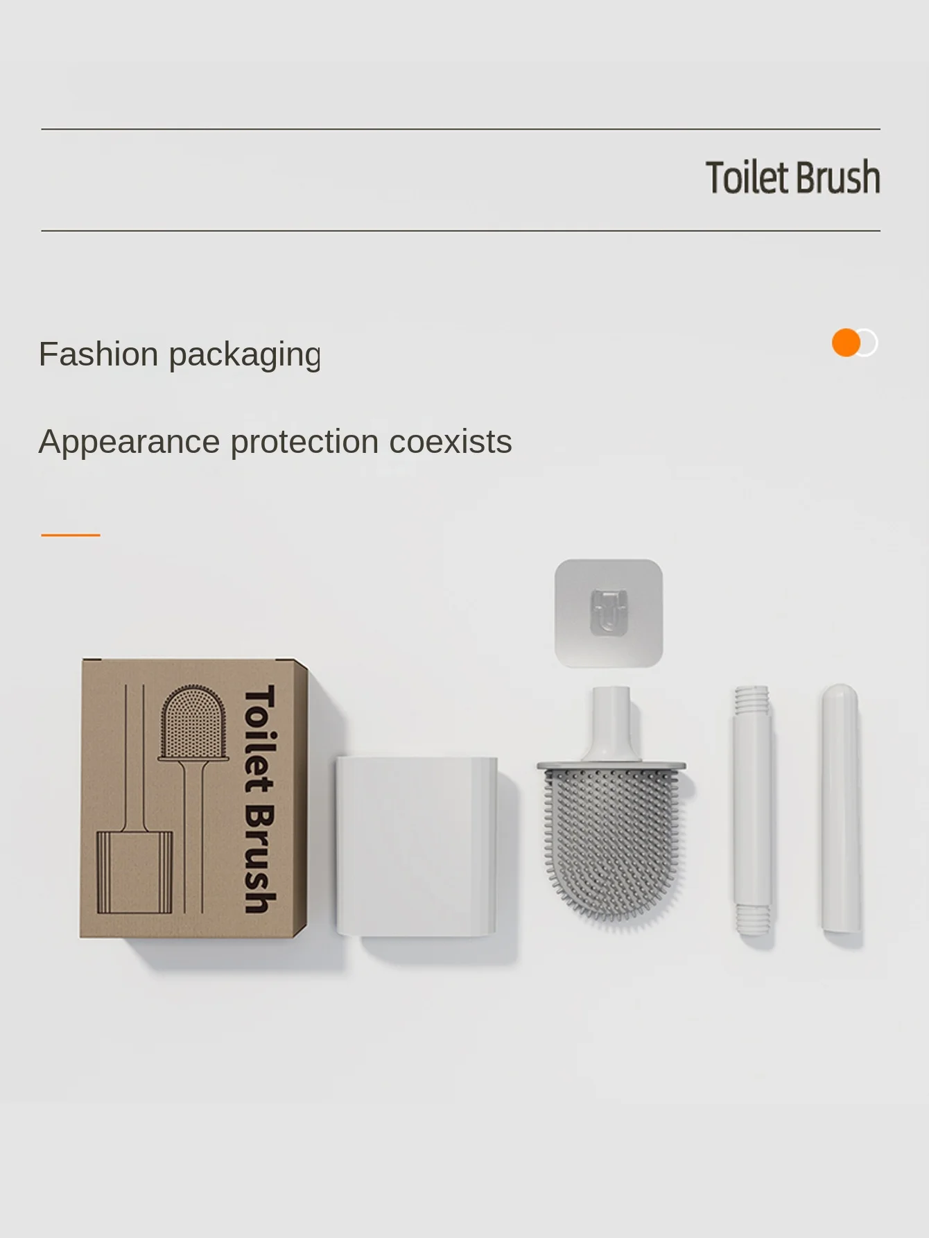 Mini Silicone Toilet Brush Set 1 wall mounted and standing dual-purpose soft silicone brush easy to clean toilet corners