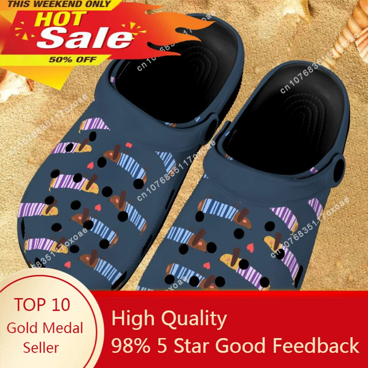 

2023 Women Slippers Hole Shoes New Cartoon Dachshund Design Girl Beach Slides Light Home Sandals Female Outdoor Summer Zapatos