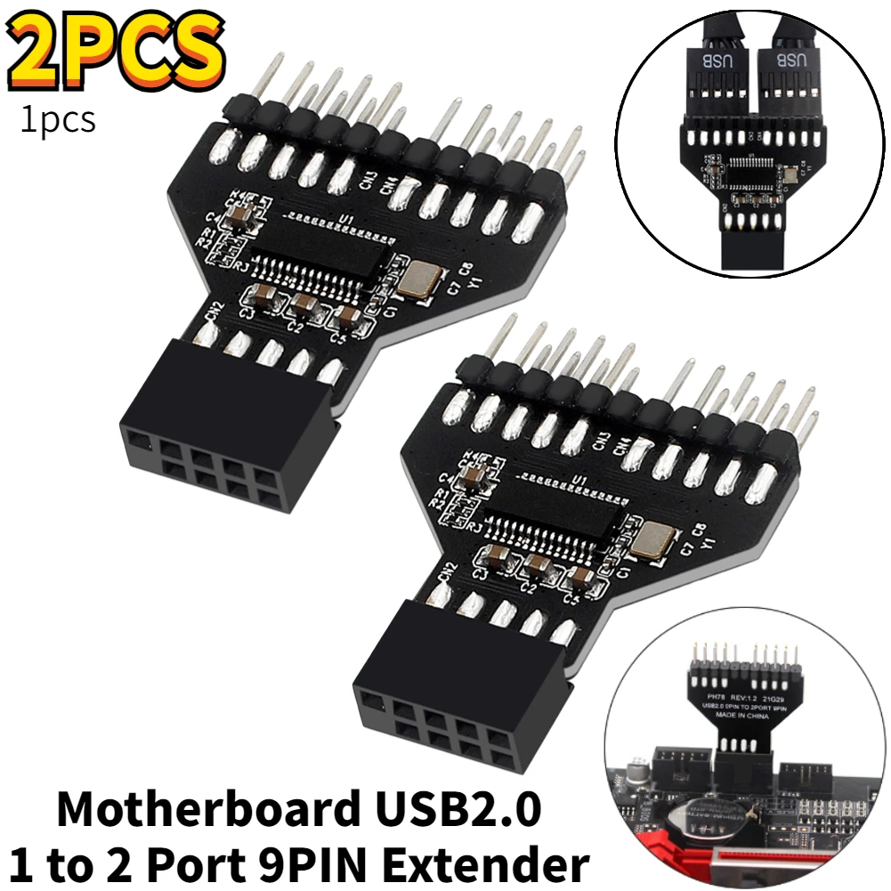 Motherboard USB 9Pin Interface Header Splitter 1 to 2 Extension Cable Adapter Pin HUB USB 2.0 Connectors for RGB Lamp Fan|Computer Cables & Connectors| - AliExpress