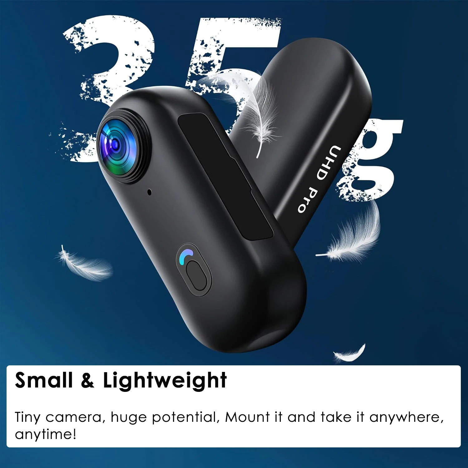 Mini caméra sport FHD 1080P noire fixée sur un casque, parfaite pour les sports extrêmes