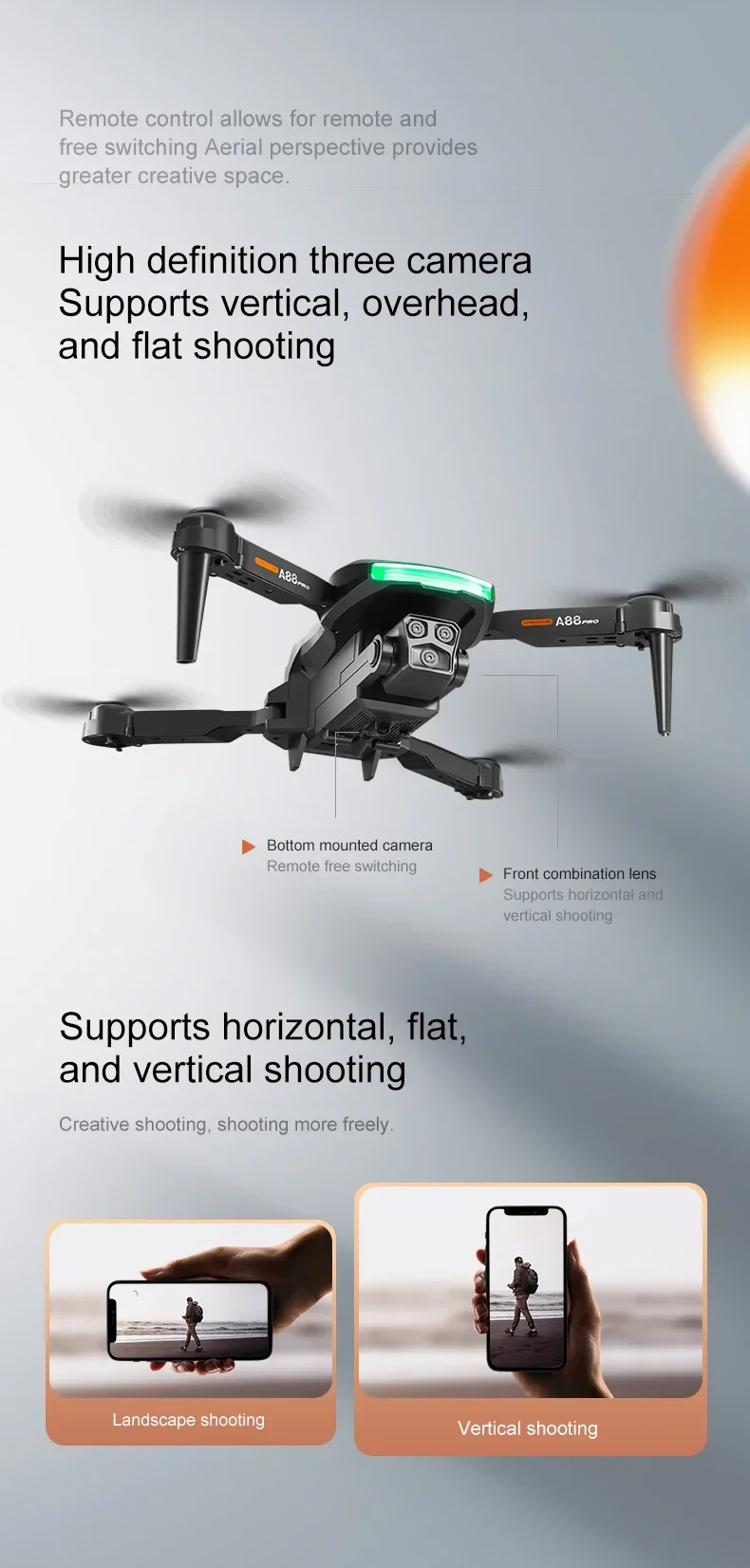 Description Picture 6 of itemIconic Brand A88 Drone 8K Profesional Dual-Camera Aerial Photography 360 Obstacle Avoidance Flow Positioning Fold Quadcopter Toy