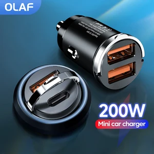 Olaf Pull Ring 200 Вт USB C автомобильное зарядное устройство для быстрой зарядки QC3.0 Type C PD быстрое зарядное устройство для телефона в автомобиле для iPhone Xiaomi Samsung Huawei