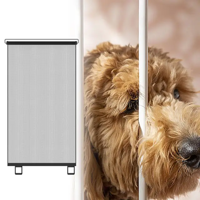 3 Sizes Pet Gate Fence Dog Cats Fence Indoor Automatic Retractable Stairway Aisle Isolation Mesh No Punch Safety Net Fence