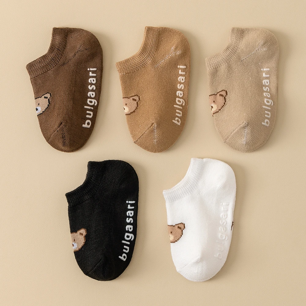 5 أزواج من الجوارب غير القابلة للانزلاق للأطفال من عمر 0 إلى 5 سنوات، نعل لطيف من السيليكون المضاد للانزلاق للأولاد والبنات