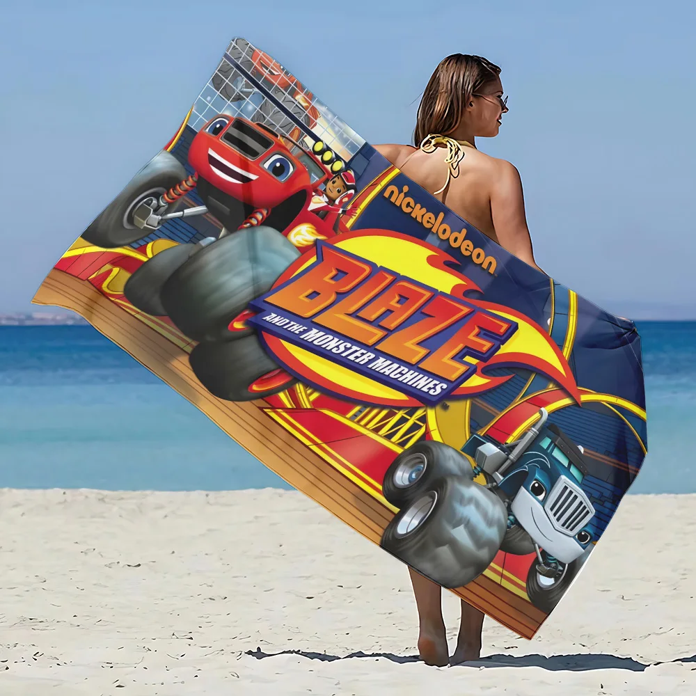 Beach Towel Microfiber Sand Free Quick Dry Soft Sandproof Pool Towels Gift for Anime Blaze and the Monster Machines Women Travel 3