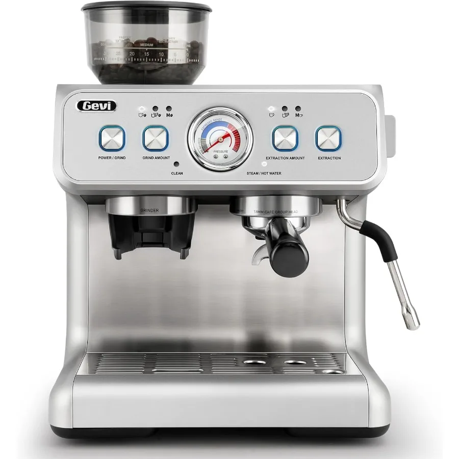 Dual boiler espresso machine with built-in grinder