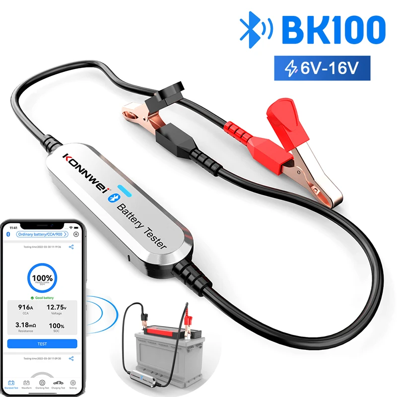 Bk100 Bluetooth 5.0 Car Motorcycle Battery Tester 6v 12v Portable