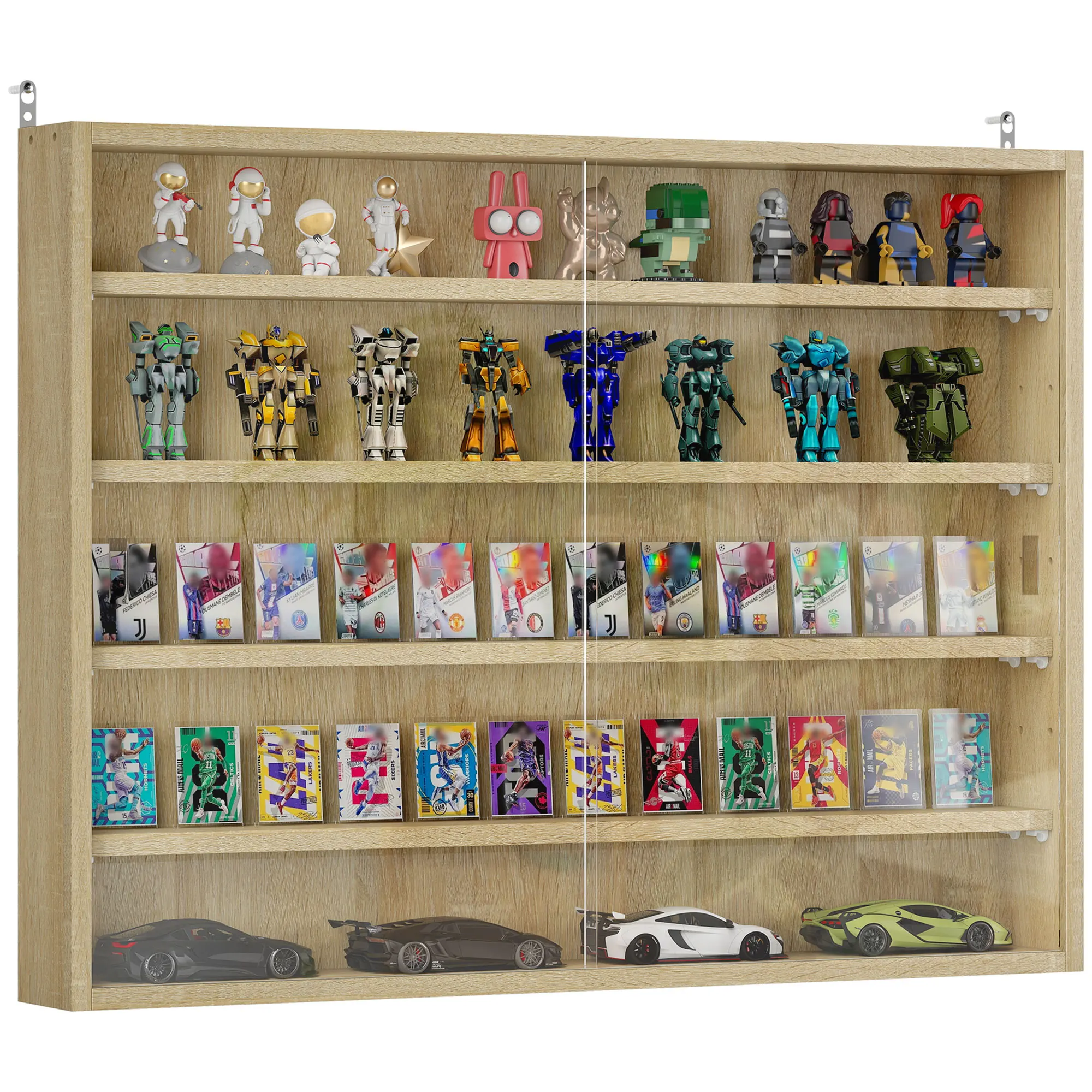 Homcom Display Case Wall Display Case with Adjustable Shelves and 2 ...