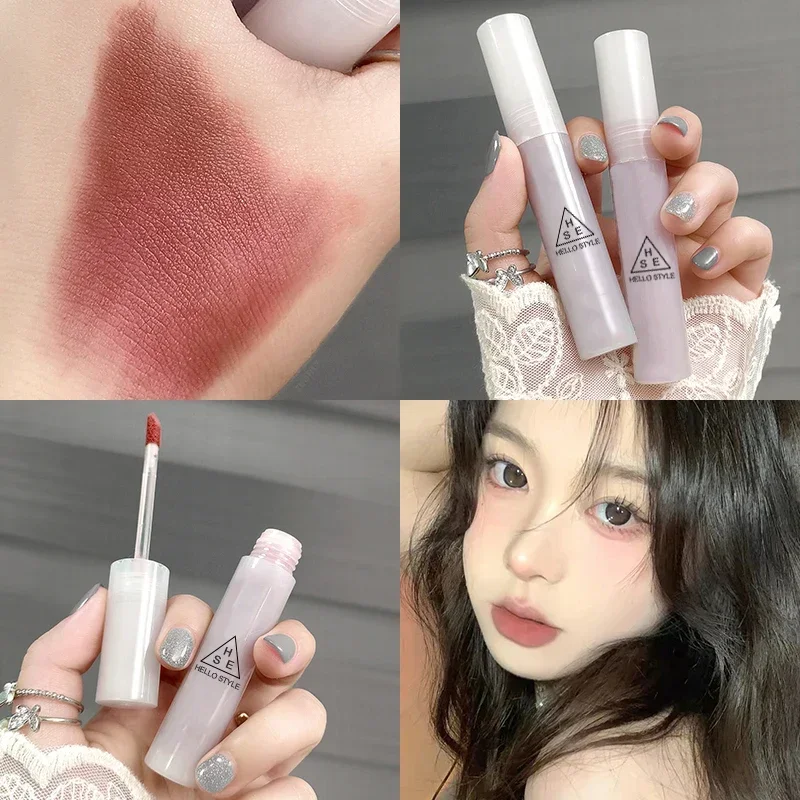 Mirror Glass Lipstick Cosmetic Matte Velvet Lip Gloss Waterproof Lip Mud Lasting Women Jelly Rose Korean Tint Glaze Makeup
