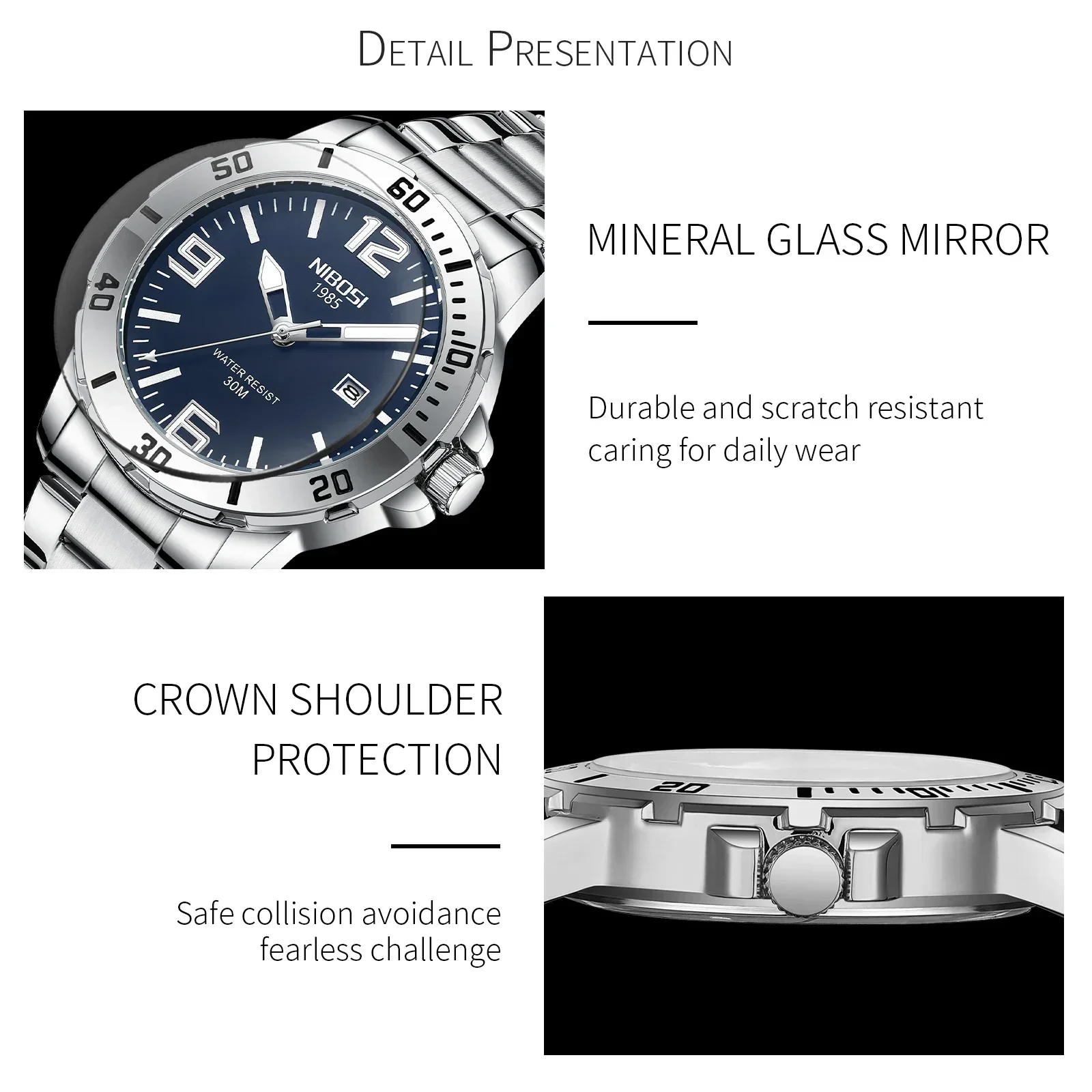 NIBOSI 10pcs Watches for Men Luxury Luminous Waterproof Watch Male Clock Calendar Man Quartz Wristwatches Relogio Masculino