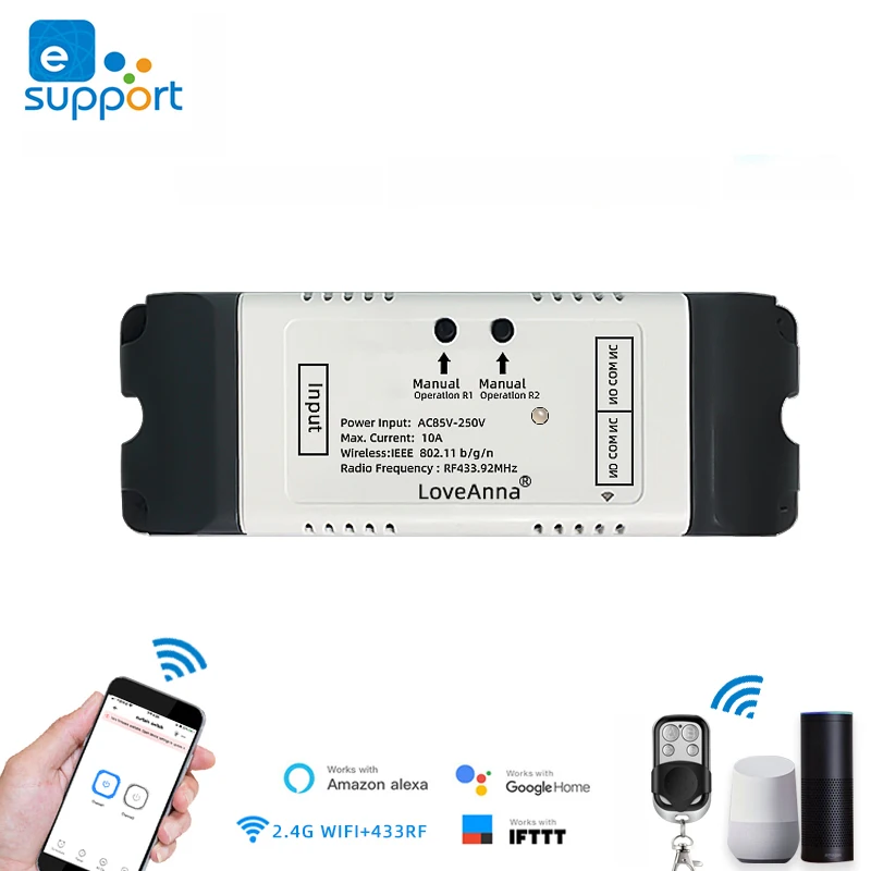 Smart Switch eWeLink Rolling Door 2 4 Channel Wifi Relay DC 12V 24V 32V AC 110V 220V Curtain Motor Inching Self Locking Module