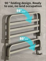 Upgrade And Thicken Grey/Black 50CM-60CM Towel Rack Space Aluminum Toilet Storage Rack Wall Mounted BathTowel Rack 4