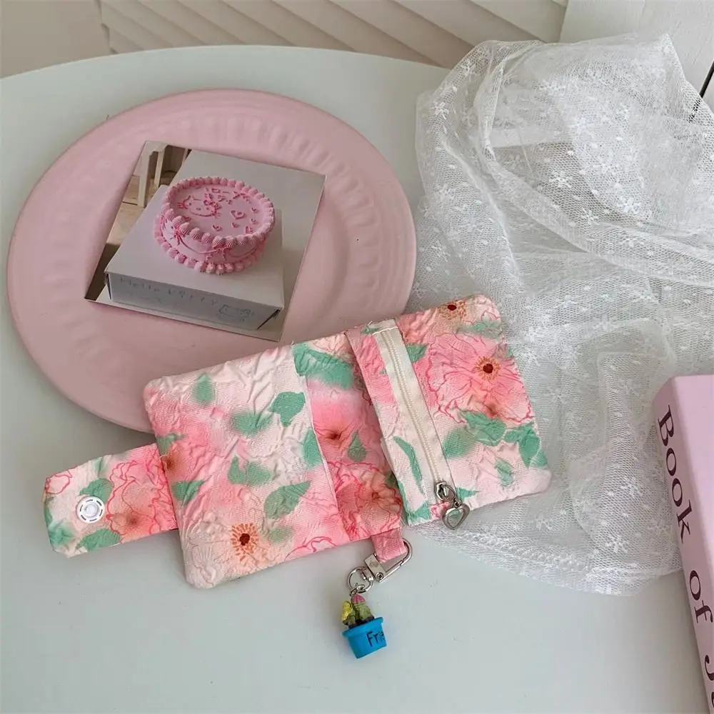 Women Girls Floral Cloth Mini Wallets Cartoon Coin Purses Card Holder Money Bag Zipper Change Pouch Storage Bag