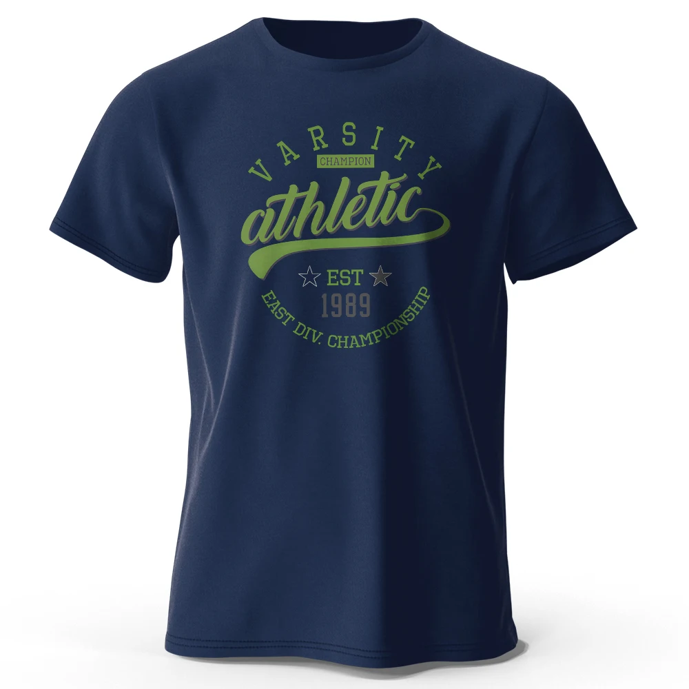 Unisex Vintage Graphic Varsity Cotton T-Shirt - Short Sleeve