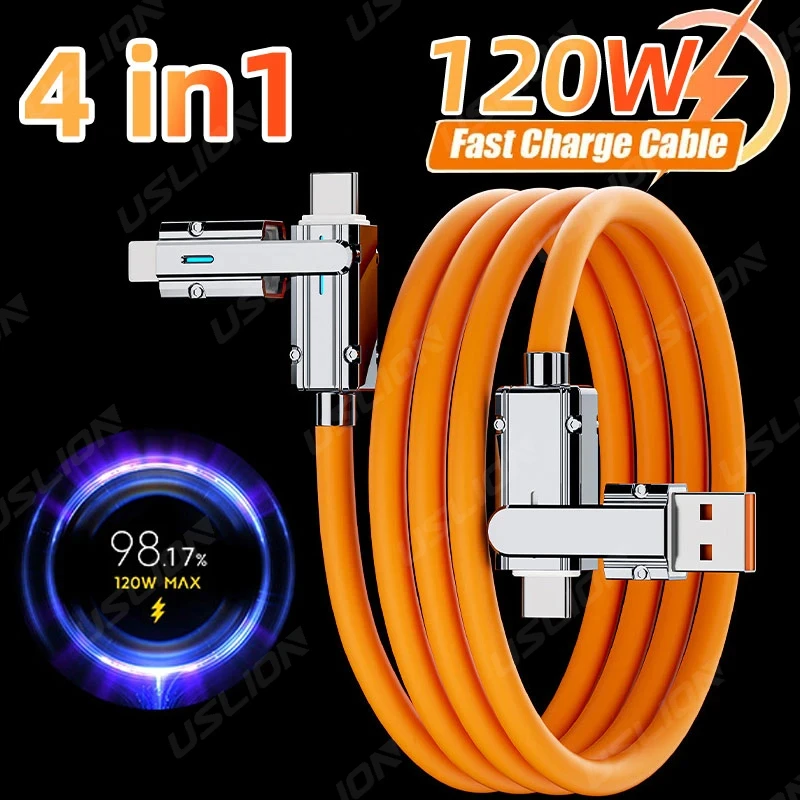 4 In 1 120W USB Type C to Type C IOS Cable 3 IN 1 PD 100W Fast Charging Data Cable for iPhone 11 12 13 14 15 Pro Max Samsung S24 BEST SELLERS